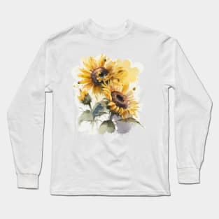 Watercolor Sunflowers: Bask in the Warmth of Summer Long Sleeve T-Shirt